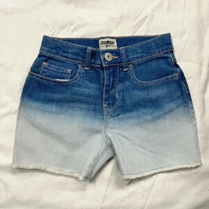 OshKosh Denim Shorts Kids 10 Blue Excellent Ombre Dip Dye Raw Hem Distressed
